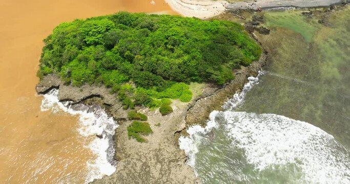 Halocline Mauritius Aerial view ocean and fresh water river