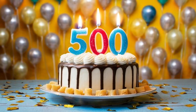 Number 500 Birthday cake With small Candle 