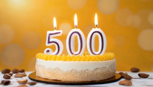 Number 500 Birthday cake With Candle