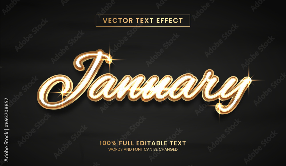 Poster design editable text effect, january text vector illustration