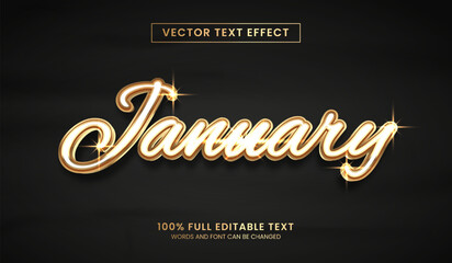 Design editable text effect, January text vector illustration - obrazy, fototapety, plakaty