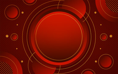 red background with copyspace for text, circle shape gold lines for banner design elements