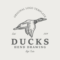 duck logo template emblem, vintage duck logo design - obrazy, fototapety, plakaty