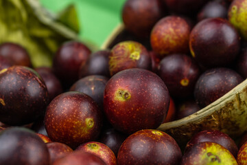 camu camu fruits, Myrciaria dubia, exotic fruit from the Amazon that grows on the banks of rivers, it is highly appreciated for its flavor, it is considered the fruit with the most vitamin C