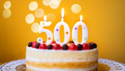  Number 500 Birthday cake With small Candle 