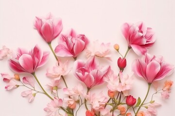Fototapeta na wymiar beautiful spring flowers on white background. generative ai.