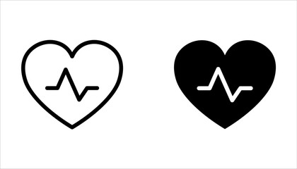 Heart beat icon. Heartbeat , heart beat pulse flat icon for medical apps and websites. Heart and cardiorgam on white background - obrazy, fototapety, plakaty