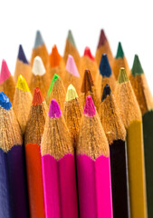 Colored pencils for drawing on a white background