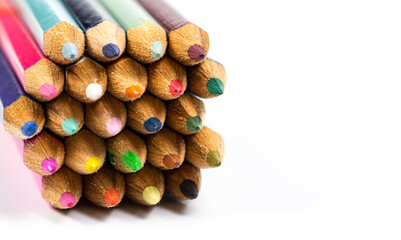 Colored pencils for drawing on a white background