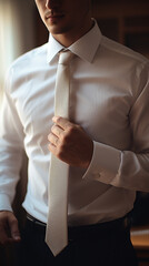 A man with white shirt and tie, in the style of uhd image