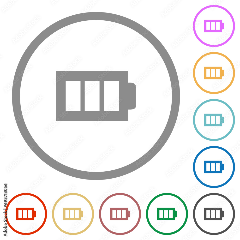 Poster full battery with three load units alternate flat icons with outlines