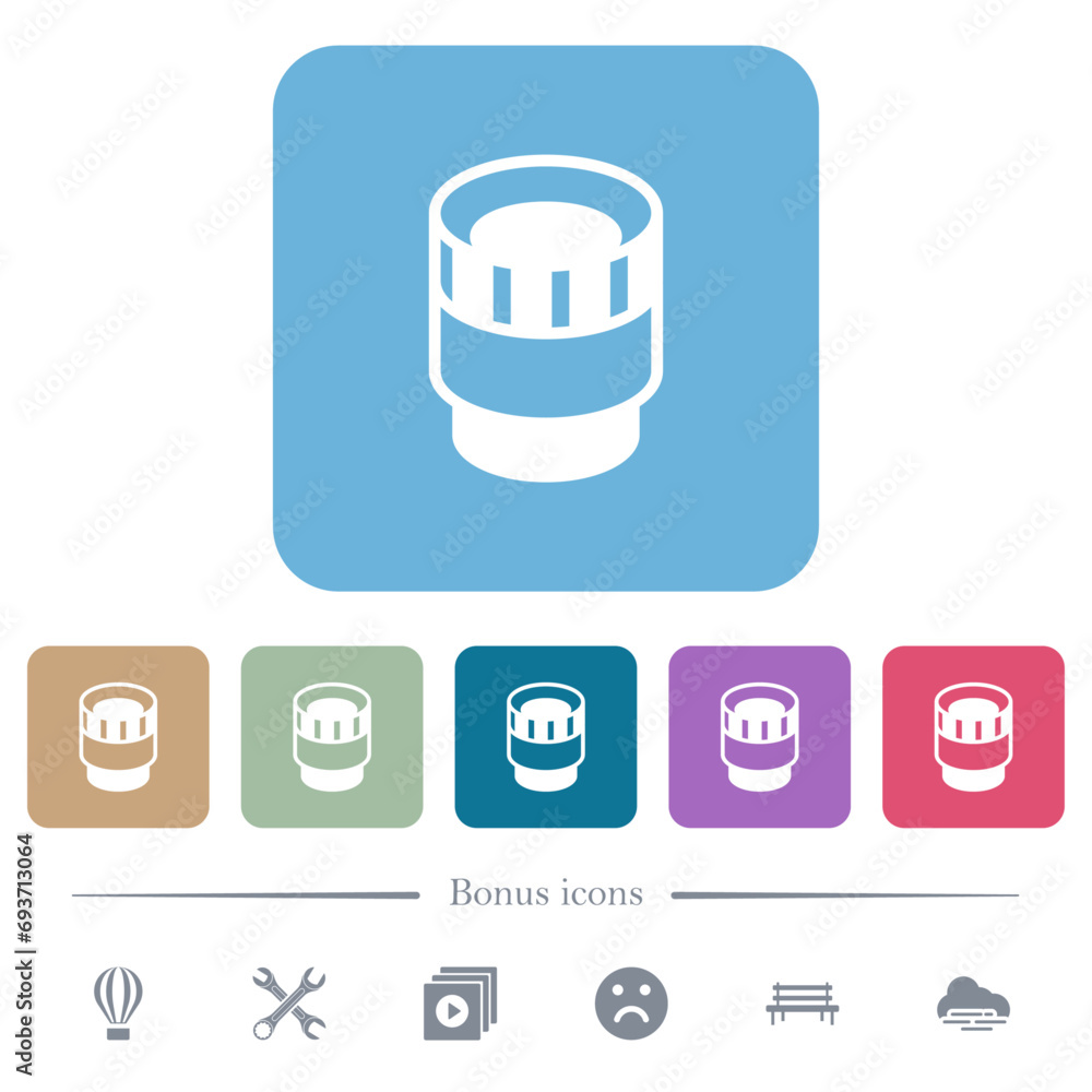 Poster camera lens alternate flat icons on color rounded square backgrounds