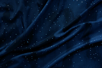 Fototapeta na wymiar Blue satin fabric with white polka dots. Abstract background.