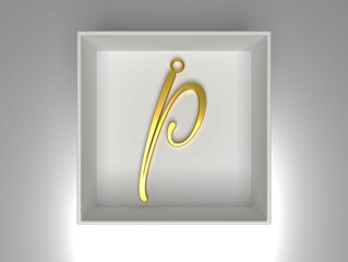 A gold pendant in the shape of an 