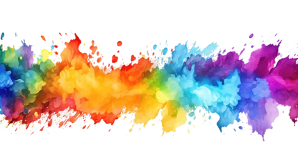 Foto op Canvas Abstract colorful watercolor stain rainbow color painting isolated on transparent background. PNG file, cut out ©  Jannatul Koraise