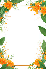 Obraz premium Green Leaf With Flower Frame PNG Transparent Background