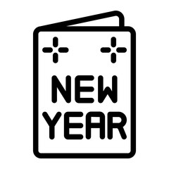 new year card line icon