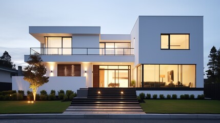 House design concept, house concept, villa, elegant house exterior in white.