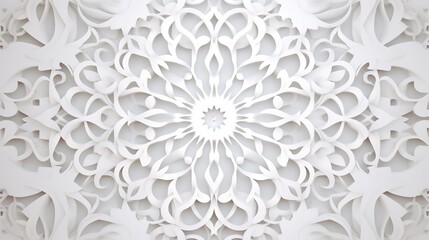 White Islamic pattern background.Islamic pattern background with geometric patterns. White oriental volumetric pattern - Powered by Adobe