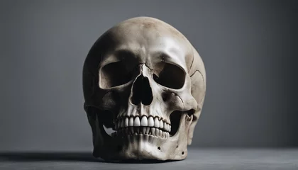 Poster Human skull on gray background. © Maule
