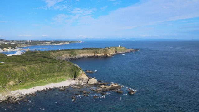城ヶ島、日本のドローン映像、神奈川県、三浦市