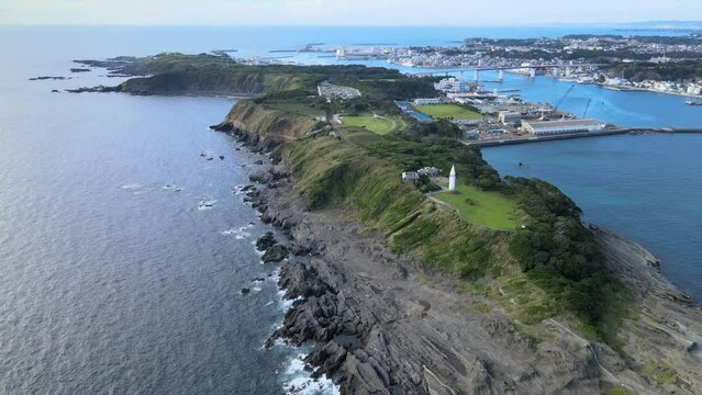 城ヶ島、日本のドローン映像、神奈川県、三浦市