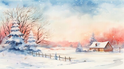 Winter watercolor background, Winter card background frame, Watercolor illustration with copy space, clipart for greeting cards, save the date, stationery design