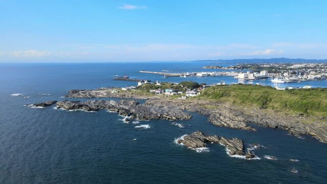 城ヶ島、日本のドローン映像、神奈川県、三浦市