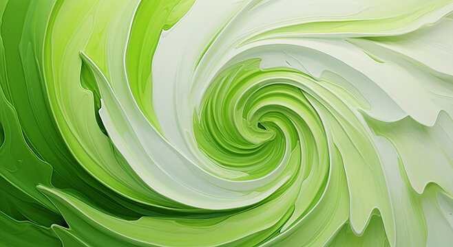 abstract green background with swirls of paint in the form of spirals