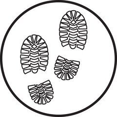 Black silhouette of footprint Icon. Footprint Icon in linear Graphic Design editable stock. Human footprint track. Footprint clip on Transparent Background. Shoe soles print. Impression icon barefoot.