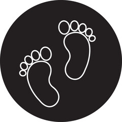 Silhouette of footprint Icon. Footprint Icon in linear Graphic Design editable stock. Human footprint track. Footprint clip on Transparent Background. Shoe soles print. Impression icon barefoot.