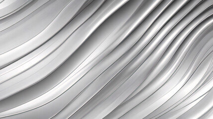 Abstrakcyjna srebrna fala, chromowany baner, platynowa przestrzeń kopiowania, metalowy ruch, szary płyn, biały gradientowy blask, błyszczący materiał, płynny ruch. - obrazy, fototapety, plakaty
