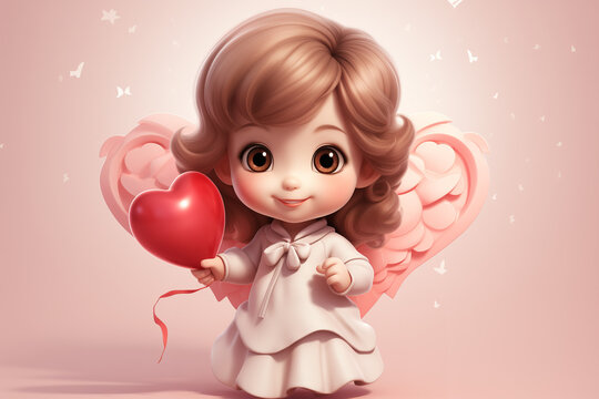 Cute Valentine Cupid Cherub, Baby Angel of Love Baby Drawing, Filled with Love and Childlike Wonder