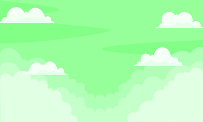 Obraz na płótnie Canvas Vector green color sky background with clouds design
