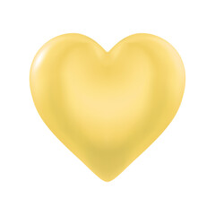 Vector shiny yellow 3d heart on white background. happy valentine's day greeting template