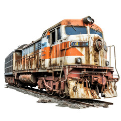 Obraz premium broken down train, transparent background, isolated image, generative AI