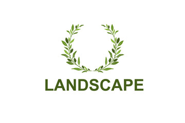 Green leaves laurel wreath logo design, vintage classic nature border frame element.