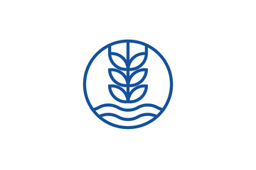 Wheat grain farming field logo design line style, nature organic icon symbol.