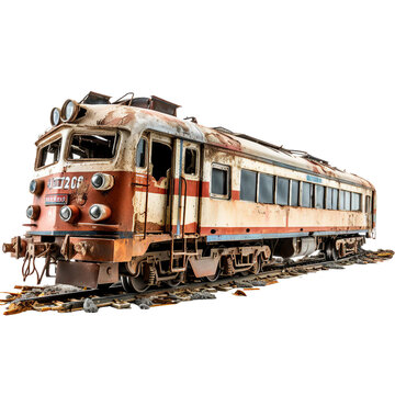 broken down train, transparent background, isolated image, generative AI