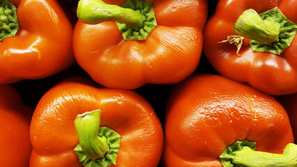 Red peppers with green stems produce backgrounds