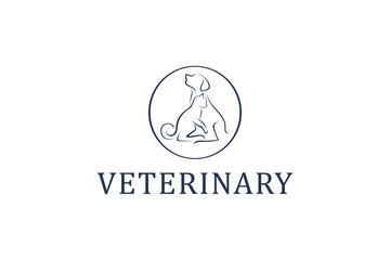 Pet shop and veterinarian logo minimalist dog and cat animals.