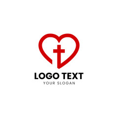 Heart of Christian Logo Design Vector