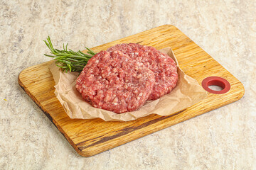 Raw beef burger cutlet for grill