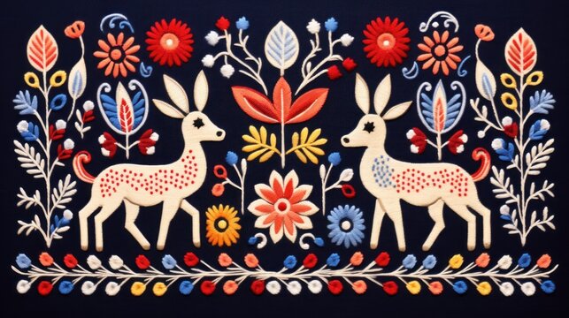 Explore the rich tradition of Swedish Dala Embroidery featuring intricate seamless patterns with symbolic motifs, narrating tales of resistance and identity through animals and folklore.