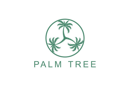 Coconut palm tree ornament decoration logo design element vector template icon symbol.