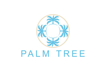 Coconut palm tree ornament decoration logo design element vector template icon symbol.