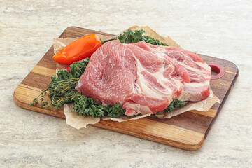 Raw pork neck for cooking