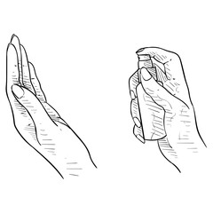 antibacterial hands handdrawn illustration
