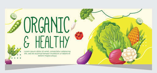 Healthy vegetarian food banner template design