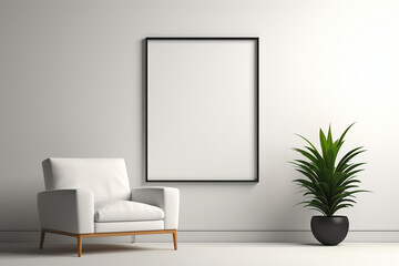 Fototapeta premium Minimalist Poster Frame Mockup Indoor created with Generative AI